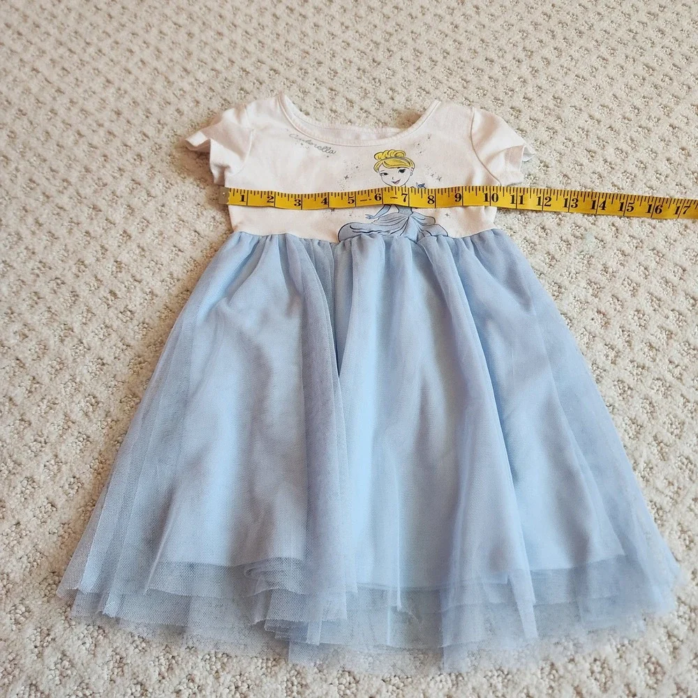 Disney‎ Cinderella Tutu Dress Girls 3T White Blue Glitter Princess